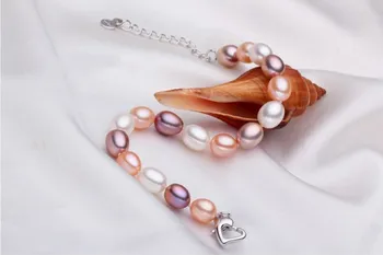 ASHIQI Īstu Multi Saldūdens Pērļu Rokassprādzes Dabas Pērle, 6-7mm Šarmu biezumu sieviešu rotaslietas dāvanu