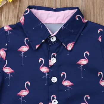 ASV Toddler Bērnu Zēniem 1Y-6Y Vasaras Flamingo Topi, T-krekls, Šorti 2GAB Apģērbs Apģērbs