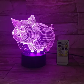 Attālos Vai Touch Kontroli Krāsains Cūku 3D LED Nakts Gaisma 5V USB Radošo Mazo Akrila Led Galda Lampa Sev Dāvanu Home Deco Dāvanu 23835