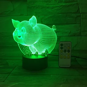 Attālos Vai Touch Kontroli Krāsains Cūku 3D LED Nakts Gaisma 5V USB Radošo Mazo Akrila Led Galda Lampa Sev Dāvanu Home Deco Dāvanu