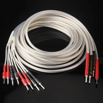 Audiophile HIFI Skaļruņu Kabeli Sudraba Pārklājumu Audio Kabeļi Bi-Wire Bannana / Plug Lāpsta