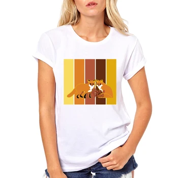 Augstas Kvalitātes 2019 Jaunākās Lapsa Savvaļā dizaina Sieviešu T-Krekls ar Īsām Piedurknēm Modes Retro Iespiesti Topi Vasaras Cool t-veida 3488