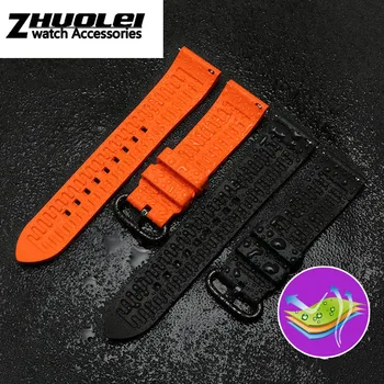 Augstas Kvalitātes fluororubber ūdensizturīgs watchband 20mm 22mm 24mm black Orange gumijas siksnas sporta niršanas skatīties piederumi
