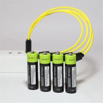 Augstas kvalitātes USB Uzlādējams Litija Polimēru Baterija Bateria AA 1,5 V 1250mAh ZNT5 Universālā Batteies Uzlādēts Ar Micro USB Kabeli