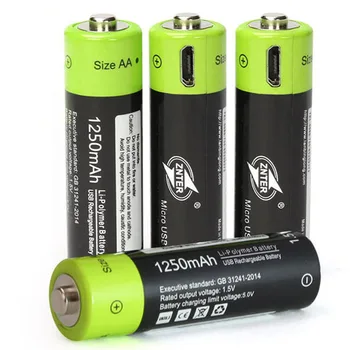 Augstas kvalitātes USB Uzlādējams Litija Polimēru Baterija Bateria AA 1,5 V 1250mAh ZNT5 Universālā Batteies Uzlādēts Ar Micro USB Kabeli