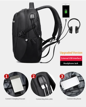 Augstas kvalitātes Vīriešu Backpack 15.6 collu Ceļojuma Atpūtas Biznesa Klēpjdatoru USB Lādētāju, Ūdens Necaurlaidīga Vīriešu Skolas Soma