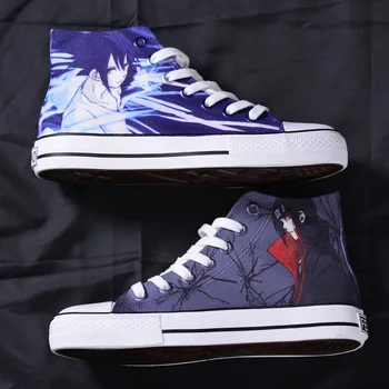 Augstas Q Unisex Anime Naruto Uchiha Itachi Uchiha Sasuke Gadījuma Audekla Kurpes plimsolls virves soled apavi