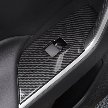 Auto Piederumi Oglekļa Šķiedras Stils Loga Slēdzi Paneļa Rāmja Vāks Melns, Uzlīmes Toyota RAV4 2019 2020