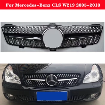 Auto stils Vidū režģi uz Mercedes-Benz W219 CLS 2005. - 2010. gadam ABS plastmasas, Sudraba, Melnas priekšējā bufera restes Auto Centrs Režģis