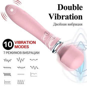 AV Burvju Nūjiņu Dildo Vibrators G-Spot Vairāku Ātrumu 3 Pielikumus, Dubultu Vibrāciju Clitoris, Maksts Stimulēšanai wand Massager Seksa Rotaļlietas