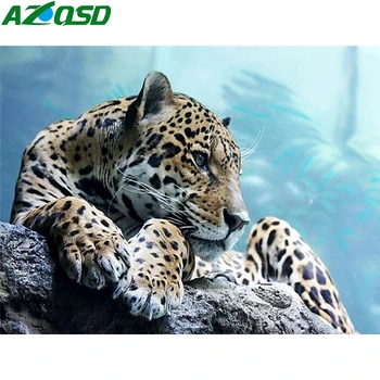AZQSD Dimanta Izšuvumi Leopard Mozaīkas Dimanta Krāsošana Pilnu Kvadrātveida Dzīvnieku Roku Pilnu Kvadrātveida Urbt Rokdarbi Dāvanu
