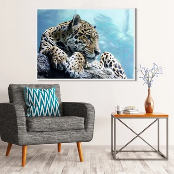 AZQSD Dimanta Izšuvumi Leopard Mozaīkas Dimanta Krāsošana Pilnu Kvadrātveida Dzīvnieku Roku Pilnu Kvadrātveida Urbt Rokdarbi Dāvanu
