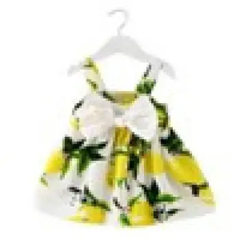 Baby Girl Apģērbu Citronu Iespiesti sundress Zīdaiņu Apģērbs bez Piedurknēm Princese loku kāzu Kleitas karstā pārdošanas cute drēbes vasarā