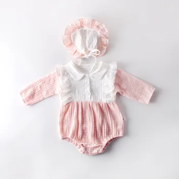 Baby Girl Apģērbu Jaundzimušo Bērnu Kombinezonus Meitenēm Jumpsuit Elpojošs Kokvilnas Bērnu Meitene Zēns Romper Ar Cepuri Zīdaiņiem Zīdaiņu Apģērbu 2484