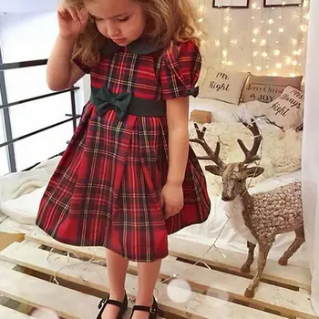 Baby Meitenes Cute Ziemassvētku Saģērbt Dubulto Loku Pleds Puse Kleitas Meitenēm Toddler Bērniem Princese Īsām Piedurknēm Meitenēm Vestido