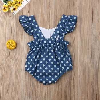 Baby Romper Jaundzimušais Meitenes Comfy Dot Drukas Piedurknēm Romper Jumpsuit Apģērbs, Apģērbi Vasaras 31474