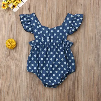 Baby Romper Jaundzimušais Meitenes Comfy Dot Drukas Piedurknēm Romper Jumpsuit Apģērbs, Apģērbi Vasaras