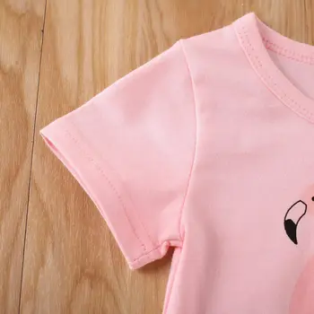 Baby toddler meitene divus gabalus summer set drēbes flamingo tshirt bikses, uzvalks bērniem drēbes meitenei