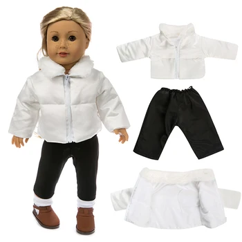 Baltā dūnu jaka der Amerikāņu Meitene Lelle Drēbes, 18 collu Lelle , Ziemassvētku Meitene Dāvanu(tikai pārdot drēbes) 20950