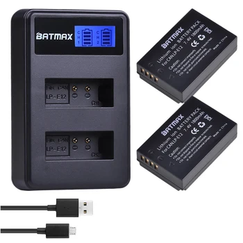 Batmax 2gab LP-E12 LPE12 LP E12 Akumulators +LCD Dual USB Lādētājs Canon SX70HS M 100D Skūpsts X7 Nemiernieku SL1 EOS M10 EOS M50 DSLR 31999