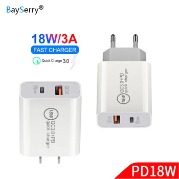 BaySerry USB Lādētāju Ātri Uzlādēt QC 3.0 18W Ātri Sienas Uzlādes Mobilā Tālruņa Adapteri Huawei Mate X 30 Pro P30 P20 Godu 20