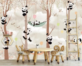 Beibehang Custom tapetes fotogrāfijas karikatūra panda koka bērnu istabas bērnudārza fona sienām dekoratīvu sienu 3d tapetes