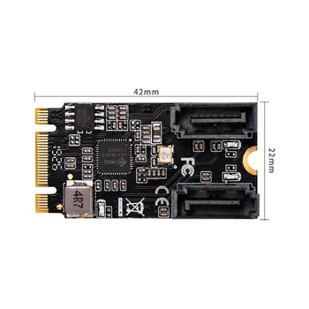 Bezmaksas Draiveri Adaptera Karti M. 2 PCI Express Sata3 B-Taustiņu + M-Taustiņu, lai 2 SATA Porti 6Gbp/s PCIe 3.0 Autobusu 22*41mm Izmēra Melnas Tāfeles