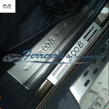 Bezmaksas piegāde 4gab/daudz Nerūsējošā tērauda auto uzlīmes Durvju Sliekšņa Pretnodiluma Plāksnes 2013-2016 Peugeot 3008