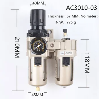 Bezmaksas piegāde AC3010-03 FRL gaisa avota attieksmi, saspiesta gaisa filtra spiediena regulators lubricator