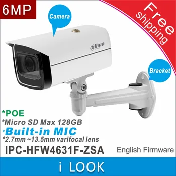 Bezmaksas piegāde Dahua Iebūvēts MIKROFONS Atmiņas slots 6MP ip camera POE videonovērošanas kameras IPC-HFW4631F-ZSA aizstāt IPC-HFW2531T-ZS 31099