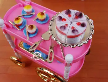 Bezmaksas Piegāde meitene spēlēt komplekts Rozā kūka auto tēju 1/6 leļļu aksesuāri leļļu mēbeles barbie doll