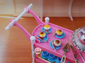 Bezmaksas Piegāde meitene spēlēt komplekts Rozā kūka auto tēju 1/6 leļļu aksesuāri leļļu mēbeles barbie doll