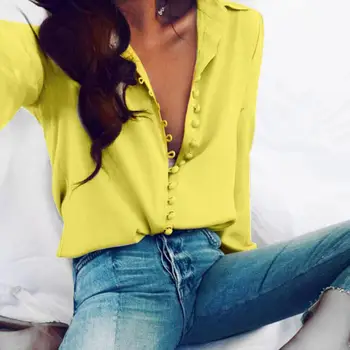 BEZMAKSAS STRAUSU Blūzes 2018 Šifona Blūze Modes Cietā garām Piedurknēm Krekls Augstas Kvalitātes Sieviešu Apģērbu Dāmu Krekls Dropshipping