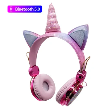 Bezvadu Bluetooth 5.0 Bērni Austiņas Karikatūra Unicorn Austiņas, Mikrofons, Spēlētājs Vadu Austiņas Brīvroku Zvanu Auriculares Dāvanas