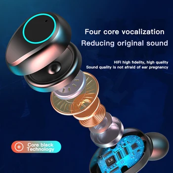 Bezvadu Bluetooth Earphons ar Mikrofonu Sporta Ūdensizturīgs Bezvadu Austiņas Austiņas Touch Kontroli Mūzikas Earbuds Tālruni