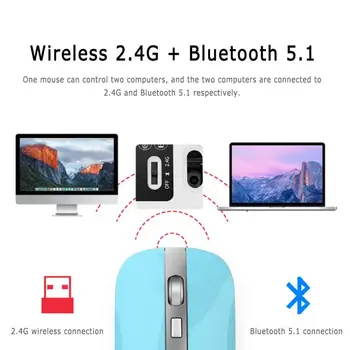 Bezvadu Peles Bluetooth 2.4 Ghz Dual Režīmā Spēļu Pele 1600 DPI Ultra-plānas Ergonomisks Pārnēsājams Optiskās Peles, Datoru Papildierīces