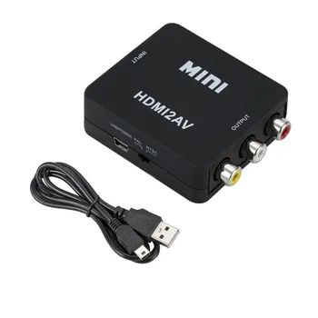 BGGQGG HDMI, AV Scaler Adapteris HD Video Composite Converter HDMI, RCA AV/CVSB L/R Video 1080P Mini HDMI2AV Atbalsta NTSC PAL