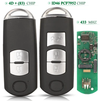 Bilchave 2/3 Pogas 433Mhz Par MAZDA 2 6 Pults Tālvadības Smart Auto Atslēgu 4D+(83) /ID46 PCF7952 Mikroshēma Ar Asmens Nomaiņa