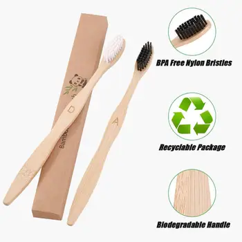 Bioloģiski Bambusa zobu birstēm 10pcs BPA Free Mīkstu Saru Sukas Dabas Videi Draudzīgs