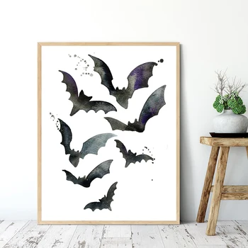 Black Bat Drukāt Spooky Halloween Sienas Mākslas Audekls Glezniecība, Antikvariāts Lptp Dzīvnieku Plakātu Sienas Attēlu, viesistaba, Mājas Apdare