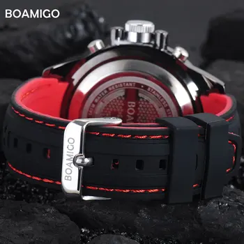 BOAMIGO Luksusa Dizaina Vīriešu Pulksteņi Sarkana Sporta Pulksteņi relojes de cuarzo Ciparu pulkstenis Kvarca rokas pulksteņi relogio masculino 27646