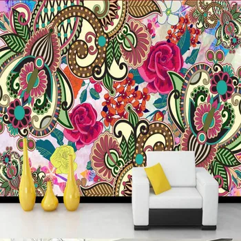 Bohemian Ziedu Mākslas 3D Tapetes Sienām, 3d Dekoratīvie Papīra Fona Krāsošana Sienas Tapetes, Mājas Labiekārtošana