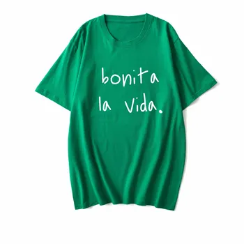 Bonita la vida drukāt sieviešu t-krekls ar īsām piedurknēm kokvilnas t-krekli vīriešiem un sievietēm harajuku grafiskais ziemassvētku tshirt tees meitenes