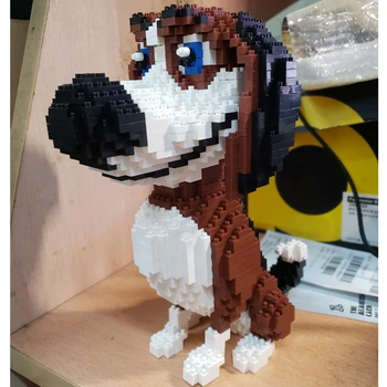 BS Lolojumdzīvnieku Brūna Bīgls Hound Dog Celtniecības Bloki 3D Modelis DIY Mini Dimanta Bloki, Ķieģeļi, Montāža Toy Boy Dāvanas 1800pcs