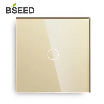 Bseed Touch Reostats, 1 Banda 1 Veids EUtandard Touch Sensors Dimmer Slēdzi, Melna Balta Zelta 3 Krāsas Ar Kristāla Stikla Panelis 19369