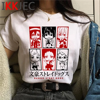 Bungou Klaiņojošiem Suņiem Funny Karikatūra Grafikas T-krekls Sievietēm Cute Anime Harajuku T Kawaii Dāmas T Krekls Streetwear Top Tee Sieviete 602
