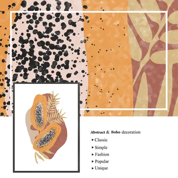 Burnt Orange Kanvas Glezna Varavīksnes Papaijas Plakāti un Drukas Ziemeļvalstu Unikālu Sienas Art Pictures Mūsdienu Boho Mājas Dekoru