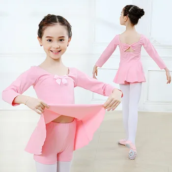 Bērni ilgi piedurknēm spandex vingrošana leotard deju meitenēm bērnu kostīms likra baleta kleitu leotards meitene pārdošanas tutu svārki