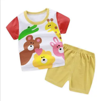 Bērni, Meitenes un zēnu Apģērbu Komplekti Bērnu Meitenēm ar īsām Piedurknēm T-Krekls+Elsas 2gab Bērnu Drēbes, Uzvalki 12898