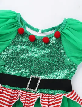 Bērni, Meitenes Ziemassvētku Kostīms Dancewear Skatuves Sniegumu Apģērbs Puff Piedurknēm Sequined Acs Baleta Tutu Kleita Leotard ar Cepuri